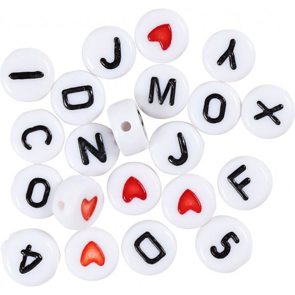 Kirjehelmiä - musta/valkoinen - Ø7 mm - n. 1500 kpl Kirjehelmiä - musta/valkoinen - Ø7 mm - n. 1500 kpl