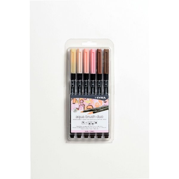 Akvarellikynt Aqua Brush Duo 6 kpl - Skin Tones