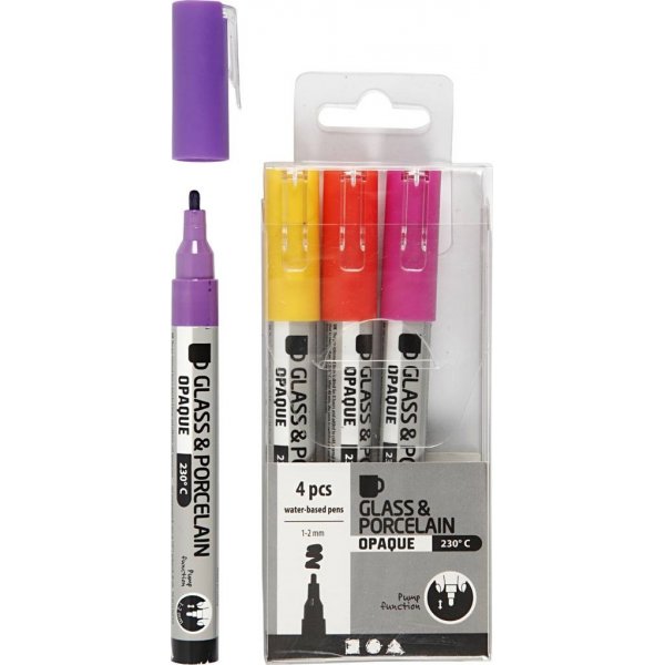 Lasi- ja posliinitussi - oranssi - violetti - vaaleanpunainen - keltainen - puolilpinkymtn - 1-2 mm - 4 kpl