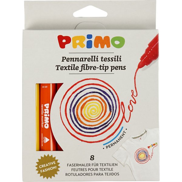 PRIMO Tekstiilimerkit - sekavärit - 8 kpl PRIMO Tekstiilimerkit - sekavärit - 8 kpl