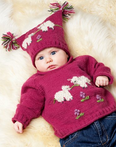 Neulekuvio - Neulottu villapaita ja hattu lampailla Neulekuvio - Neulottu villapaita ja hattu lampailla