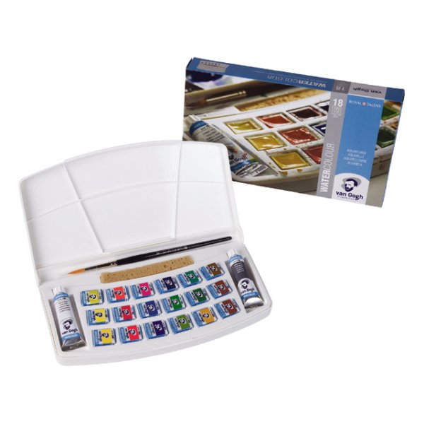 Van Gogh Watercolour setti (18+2 vri, luonnollinen sieni ja sivellin)
