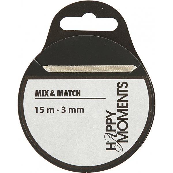 Satiininauha - luonnonvalkoinen - B3 mm - 15 m