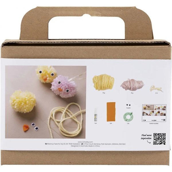 Mini DIY Kit Pompom, sekavärejä, Kanat Mini DIY Kit Pompom, sekavärejä, Kanat