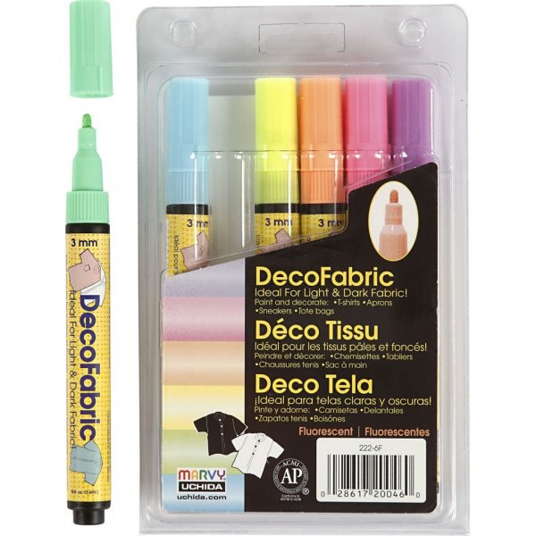 Deco tekstiilikynt - 3 mm - neonvrit - 6 kpl