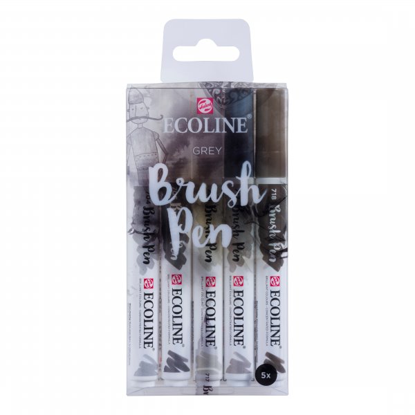 Ecoline Brush Pen 5 kpl - harmaa