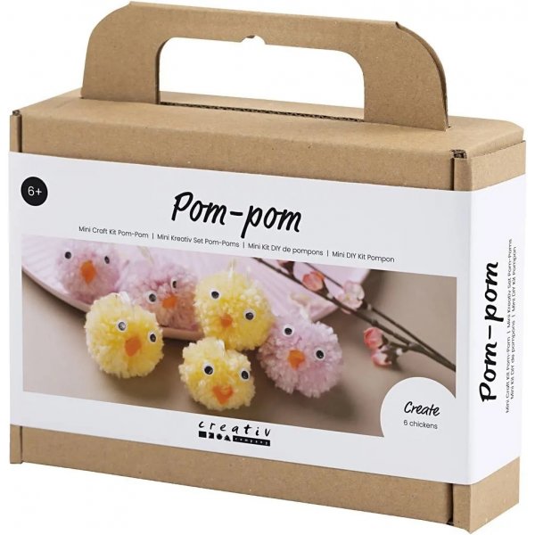 Mini DIY Kit Pompom, sekavärejä, Kanat Mini DIY Kit Pompom, sekavärejä, Kanat