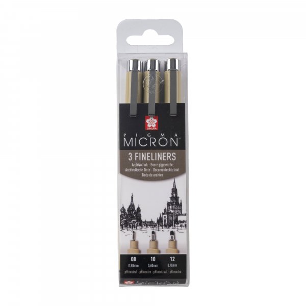 Fineliner Pigma Micron Set - 3 kyn (08, 10, 12)