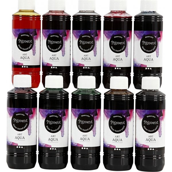 Nesteminen akvarellimaali - sekavrit - 10 x 250 ml