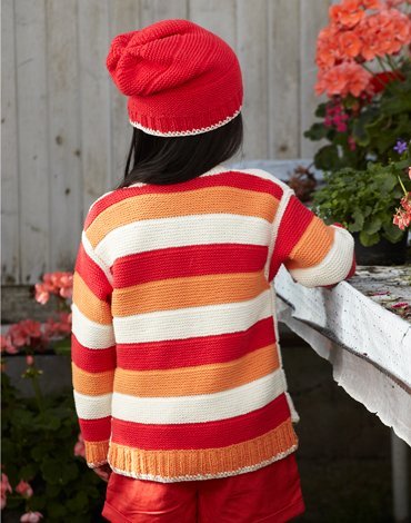 Neulekuvio - Neuletakki (5 nappia) ja hattu