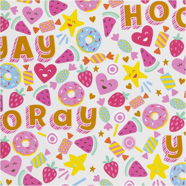 Lahjapaperi - Makeiset - hedelmt ja munkit - 5 m