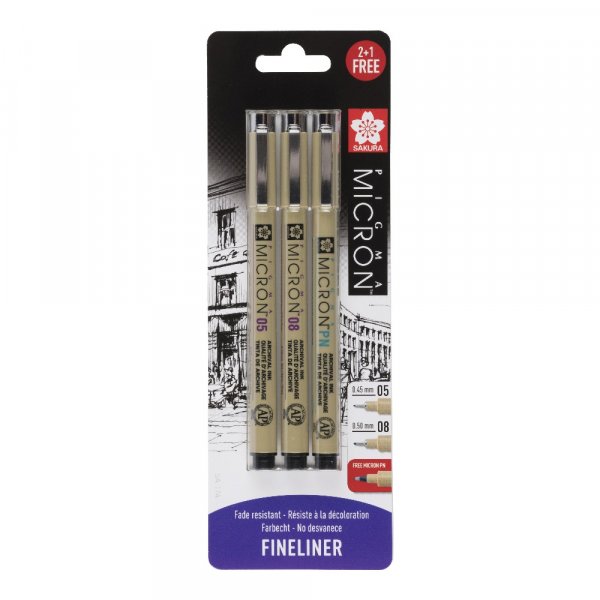 Fineliner Pigma Micron Set - 3 kyn (05, 08, PN)