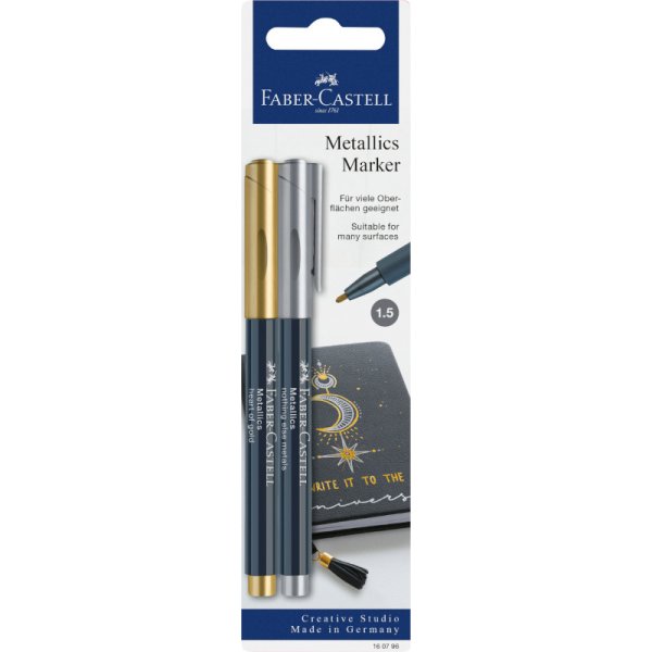Kuitukynsetti - Faber-Castell - Metalliset tussit - Kulta & hopea