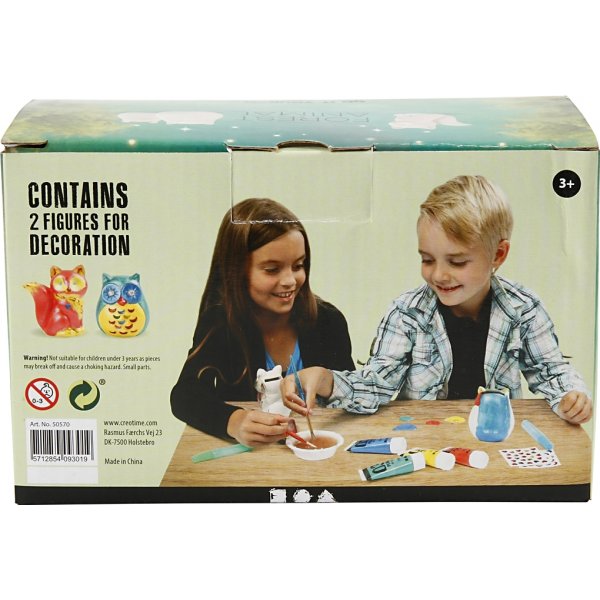 Pelastava eläin - valkoinen - pöllö ja kettu - 2 kpl Pelastava eläin - valkoinen - pöllö ja kettu - 2 kpl