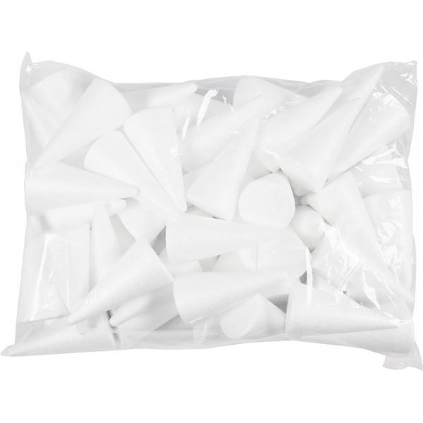 Styroksikartioita - valkoinen - Ø5,5 cm - 50 kpl Styroksikartioita - valkoinen - Ø5,5 cm - 50 kpl