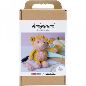 Tee-se-itse amigurumi-siilipakkaus, v�ri vaaleanpunainen ja l�mmin keltainen - 1 pakkaus.