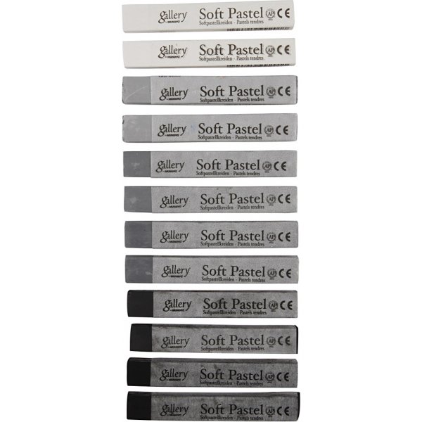 Galleria kuivapastelli - musta/valkoinen harmonia - 12 kpl