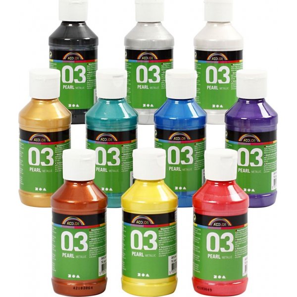 Koulumaali Akryyli - Metalli - sekavrit - metalli - 10 x 120 ml