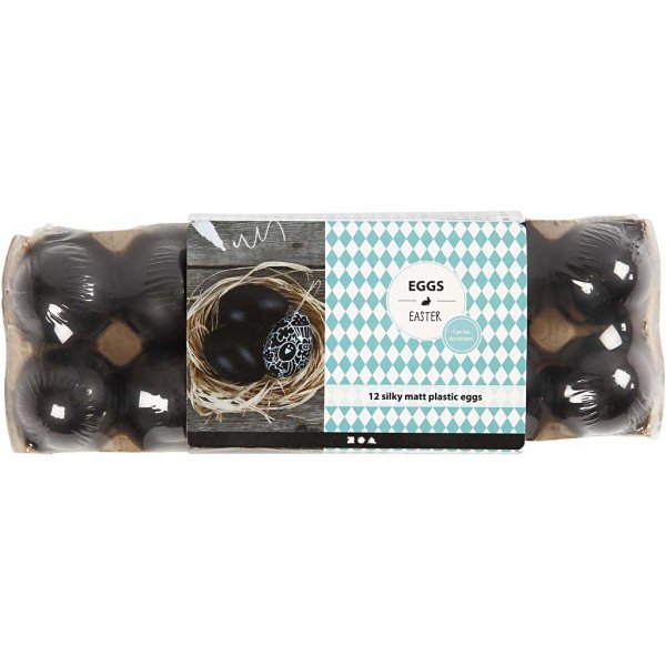 Muoviset munat - mustat - 12 kpl
