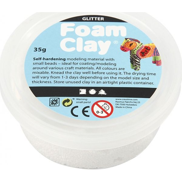 Foam Clay - valkoinen - glitter - 35 g