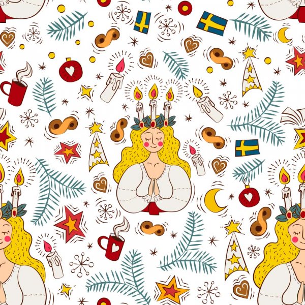 Kuviollinen trikoo 150 cm - Lucia valkoinen