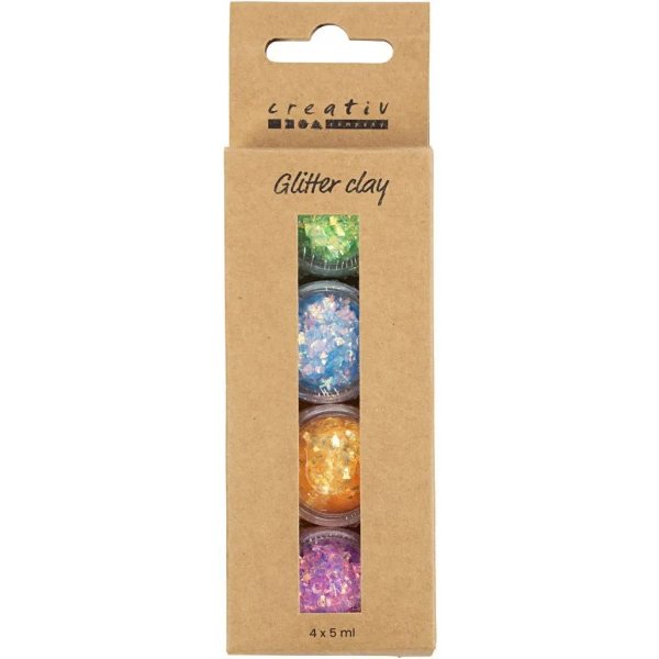 Glitter savi, irisoivat värit 4x5 ml Glitter savi, irisoivat värit 4x5 ml