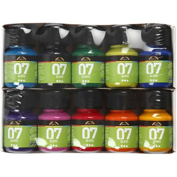 A-Color Glass - sekoitetut vrit - 10 x 30 ml