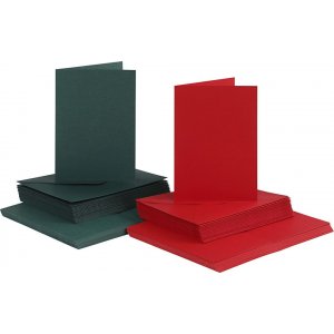 Kortit ja kirjekuoret - vihreä ja punainen - 11,5 x 16,5 cm - 50 sarjaa Kortit ja kirjekuoret - vihreä ja punainen - 11,5 x 16,5 cm - 50 sarjaa