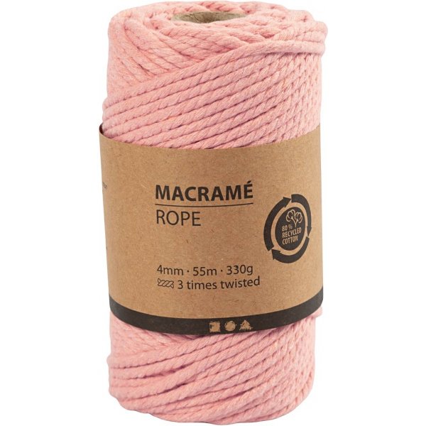 Makramelanka - pinkki - 4 mm - 55 m