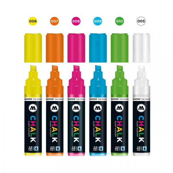 Markerset Chalk 4-8mm 6 kyn - Neon