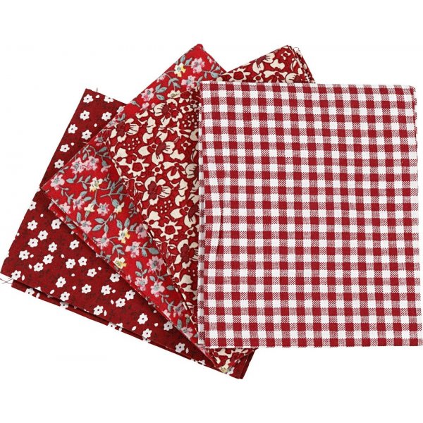 Patchwork kangas - punainen - 4 kpl