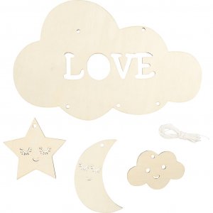 Puinen mobile Y�taivas Pilvi Kuu T�hti 28 cm 1 kpl