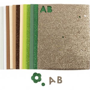 Koristeellinen pehme� kumivaahtomuovilevy 14x25 cm 2 mm luonnonv�riset 12 kpl