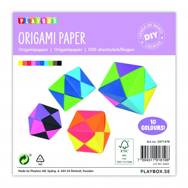 Origami paperi 10 v�ri� - 15 x 15 cm - 70g - 500 arkkia