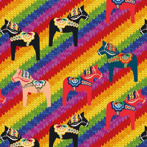 Kuviollinen trikoo 150 cm - Dalahst pride