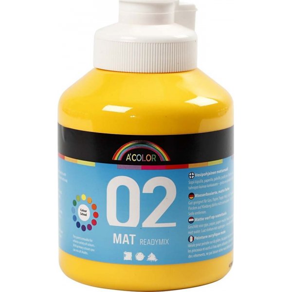 Koulumaali - Akryyli - keltainen - matta - 500 ml