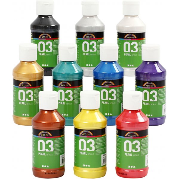 Koulumaali Akryyli - Metalli - sekavrit - metalli - 10 x 120 ml