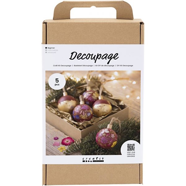 DIY Kit Decoupage - Joulunpunainen - Kuivatut kukat