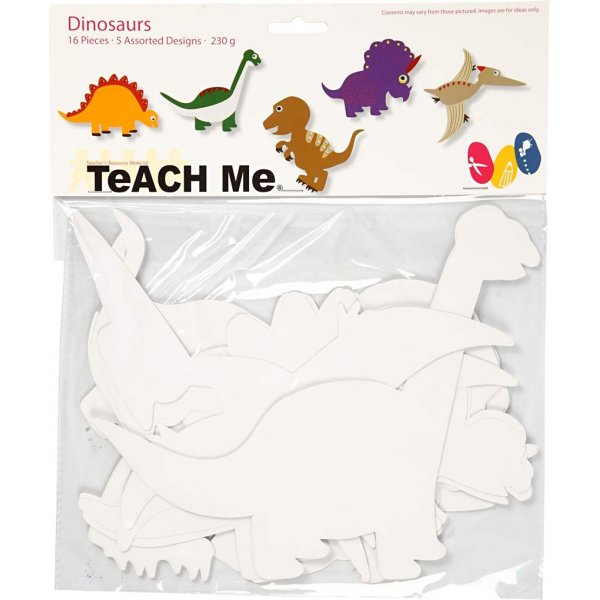 TeACH Me -pahvifiguurit - Dinosaurukset - valkoinen - 16 kpl TeACH Me -pahvifiguurit - Dinosaurukset - valkoinen - 16 kpl