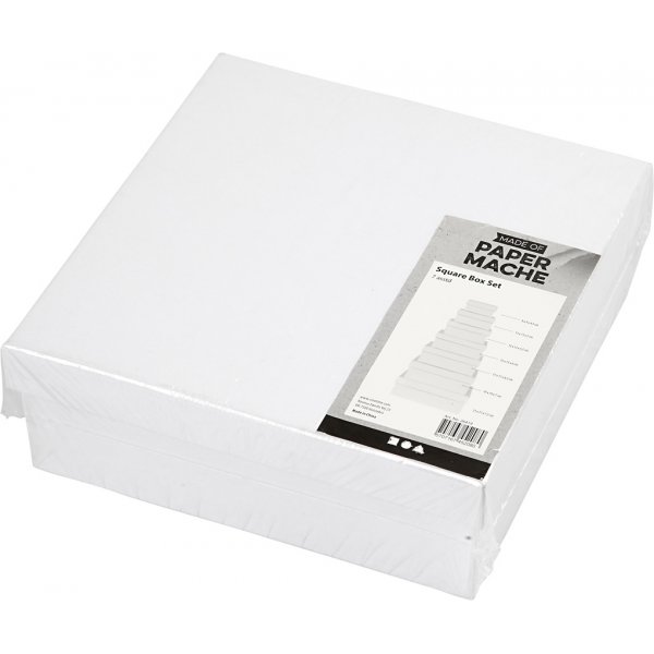 Nelinmuotoiset laatikot - valkoinen - 7 kpl