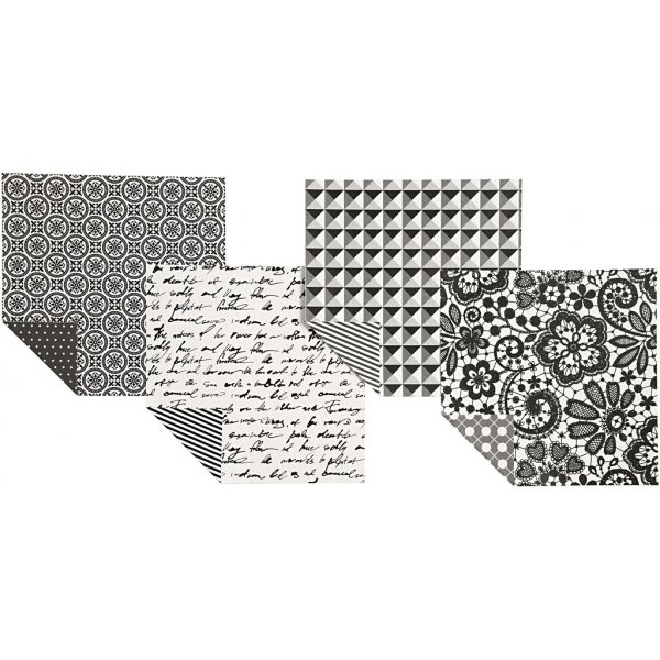 Origamipaperi - musta/valkoinen - 15 x 15 cm - 50 arkkia