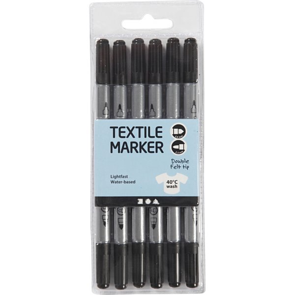 Tekstiilimerkit - musta - 6 kpl Tekstiilimerkit - musta - 6 kpl