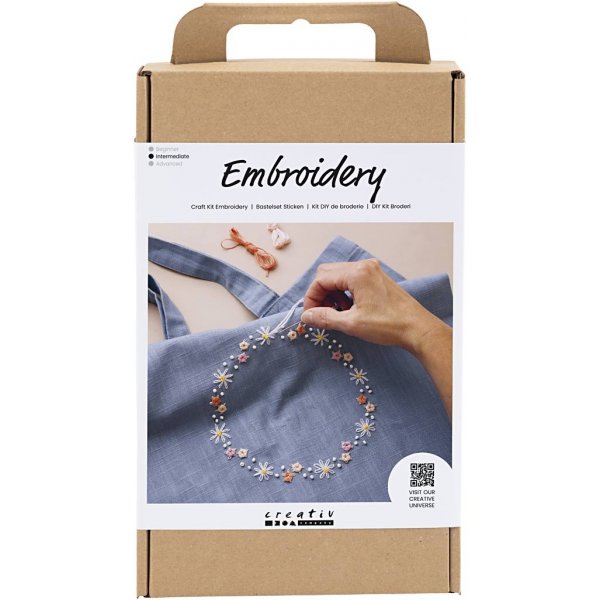 DIY Kit Embroidery - kyyhkynen sininen - Tekstiililaukku