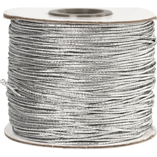Elastinen nauha 1 mm - hopea metalli - 100 m