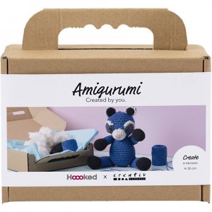 Tee-se-itse amigurumi pesukarhu musta ja sininen - 1 pakkaus.