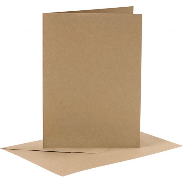 Kortit ja kirjekuoret - luonnollinen - 11,5 x 16,5 cm - 6 sarjaa