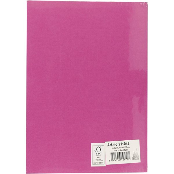 Vrillinen pahvi - pinkki - A4 - 180 g - 20 arkkia