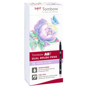 Tombow ABT Dual Brush -kyn� pastelliv�reille, 18 kpl