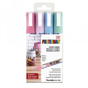 ZIG Posterman PMA-30 tussikyn� 2mm 4 kpl pastelliv�rit