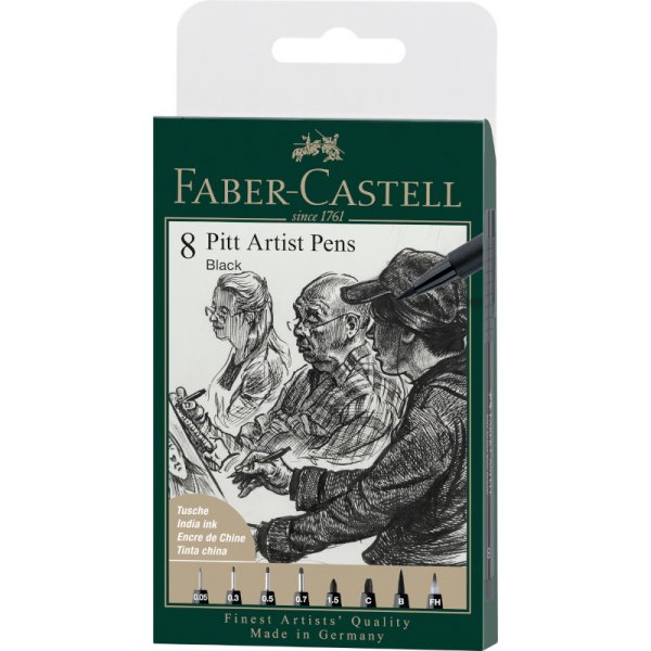 Piirustuskynsarja - Faber-Castell - Pitt Artist - Vri 199 - 8 kyn (5F)